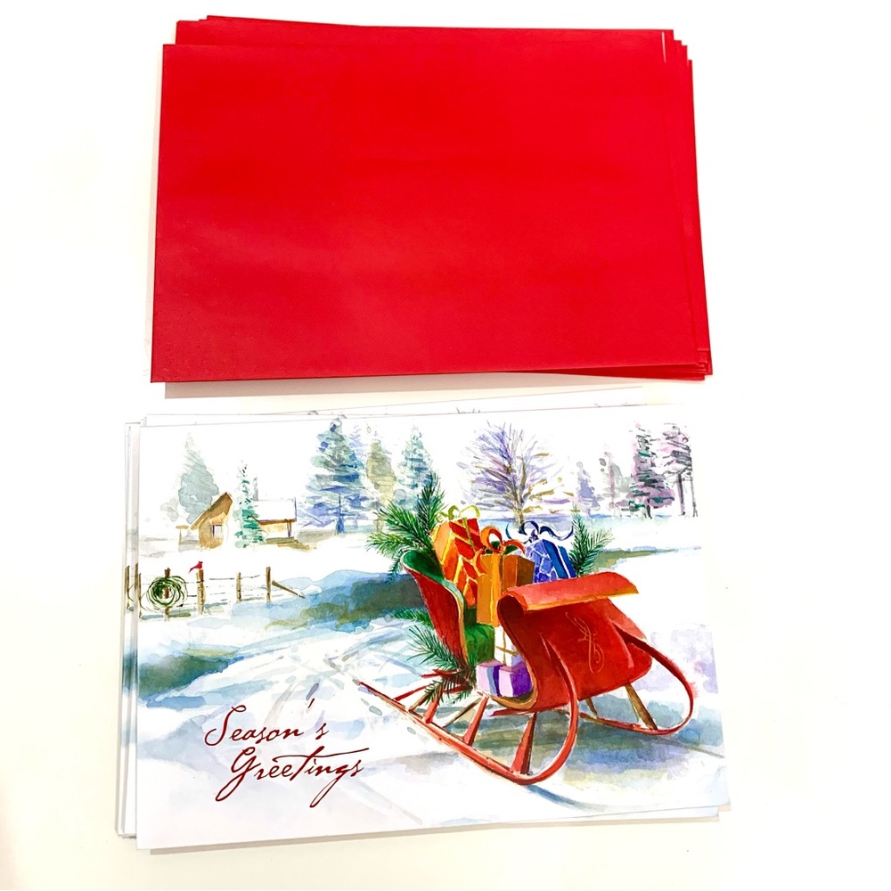 NEW 13 Christmas cards MASTERPIECE STUDIOS Greetings Sleigh Holiday Boxed Cards